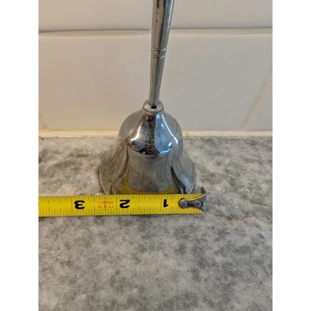 Vintage Metal Bell Long Slim Handle Made In India 6